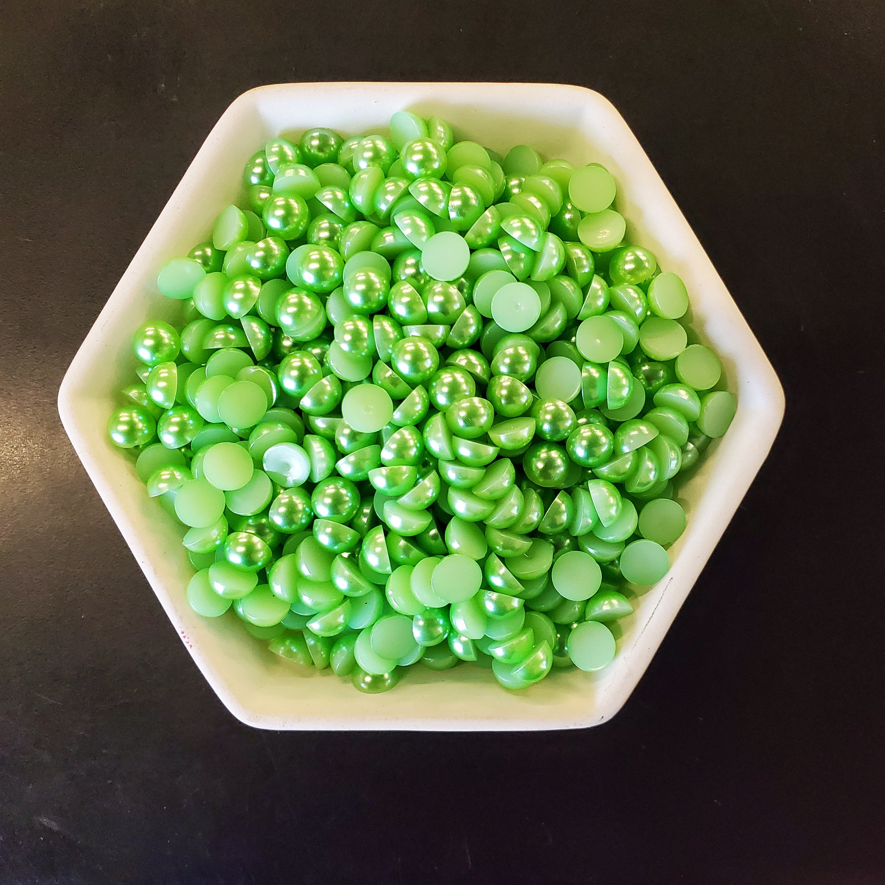 CLEARANCE Peridot Green Resin Decoden Cabochon Flatback Pearls