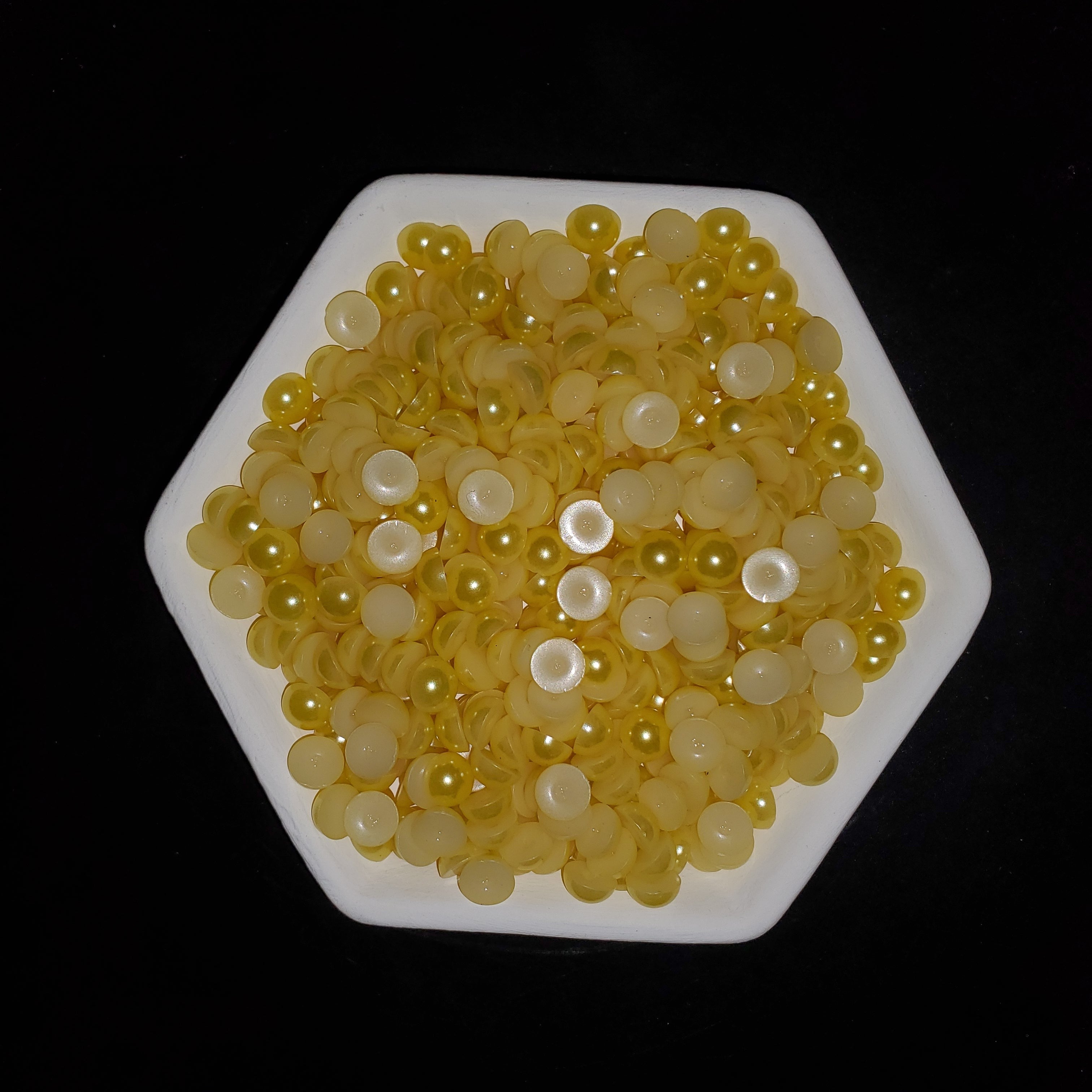 CLEARANCE Yellow Resin Decoden Cabochon Flatback Pearls