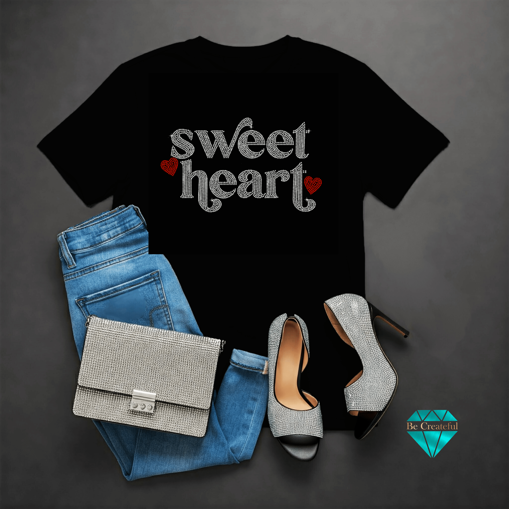 Sweet Heart Rhinestone Transfer