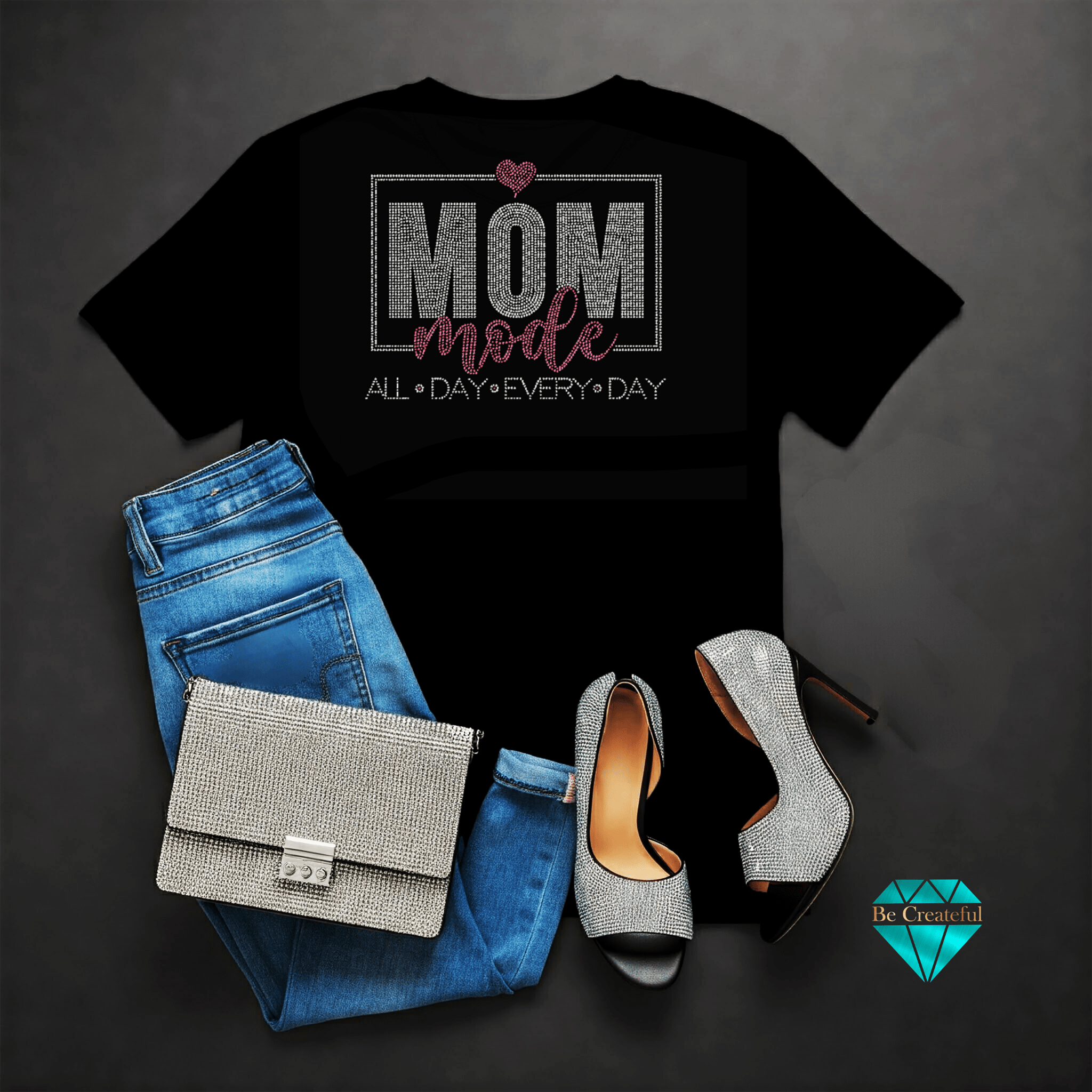 Mom Mode All Day Every Day Rhinestone Transfer