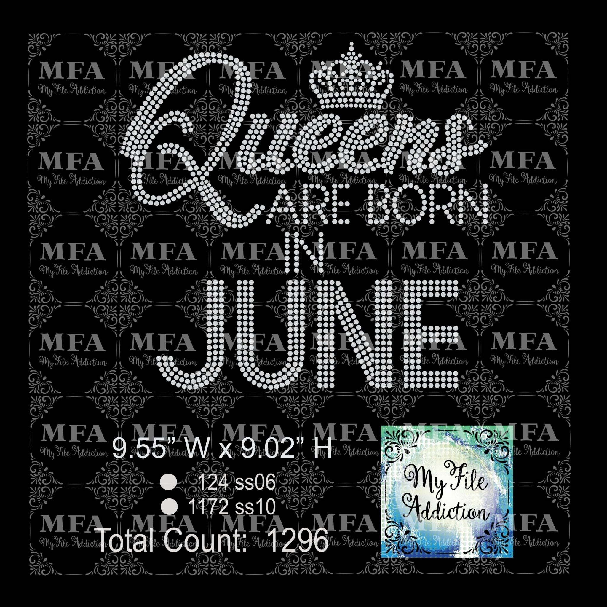 Queens are born in June Rhinestone Transfer