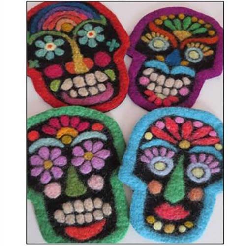 Tapestry Felting Kit - Dia De Muertos Sugar Skull Coasters