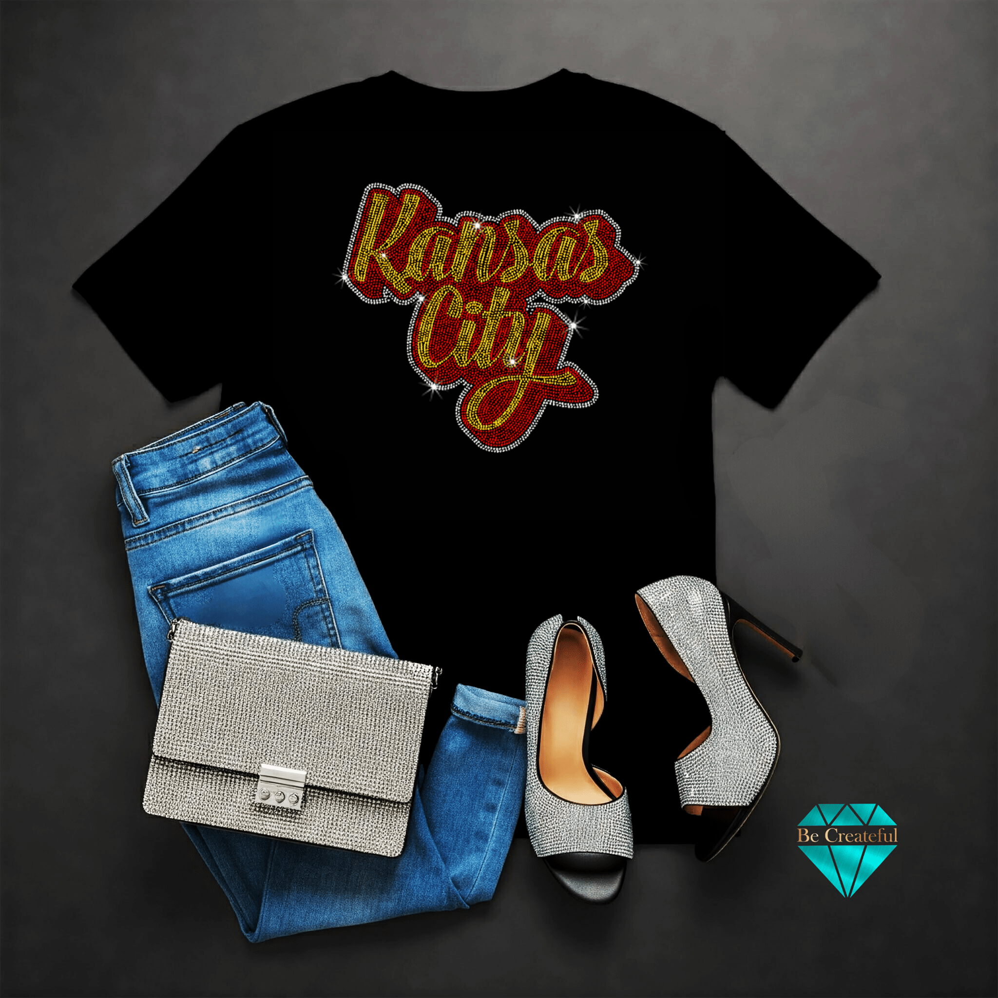 Kansas City Retro Font Rhinestone Transfer