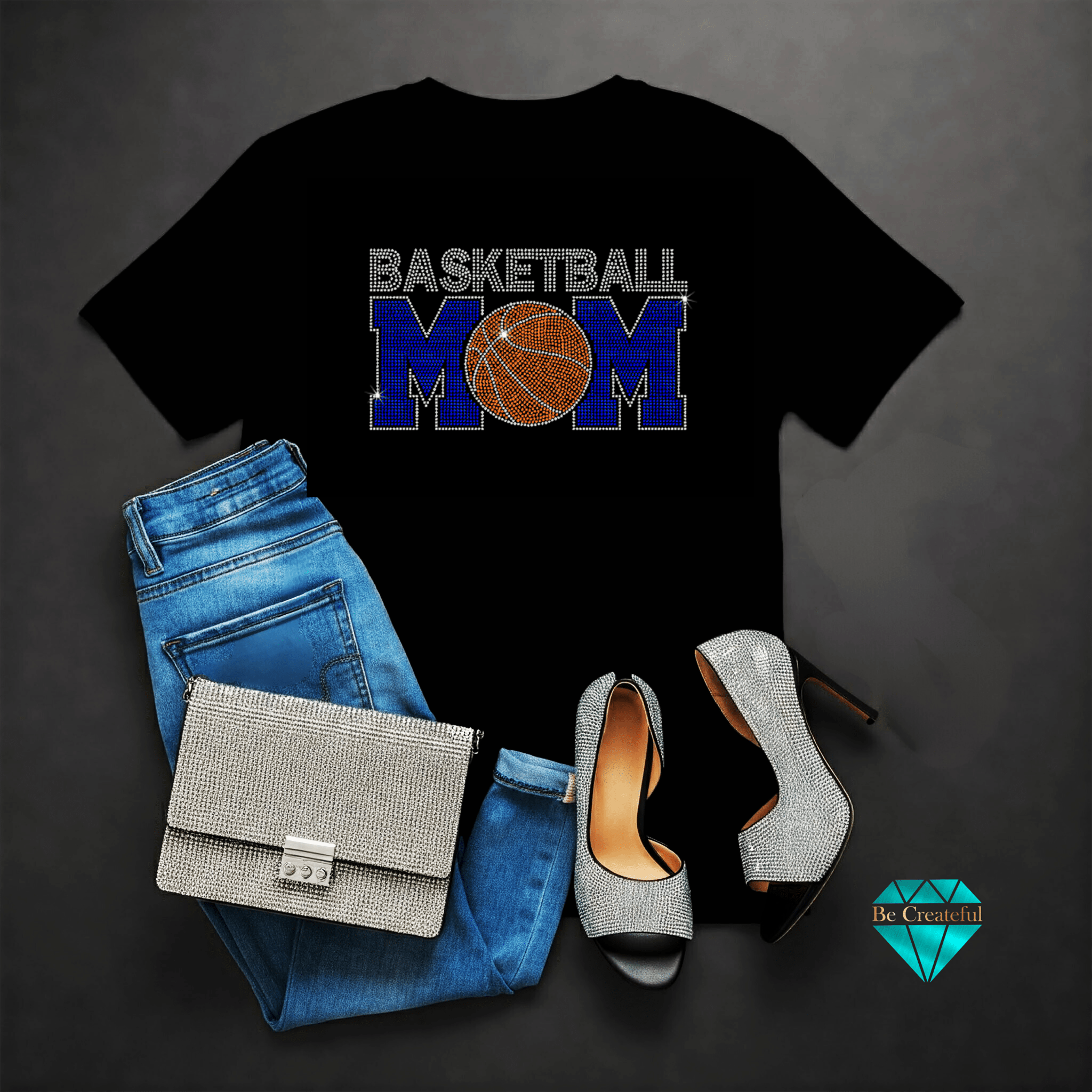 Basketball Mom 3 Rhinestone Transfer