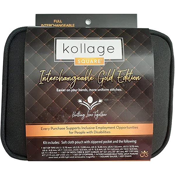 Kollage Square Interchangeable Gold Edition Knitting Needle Set