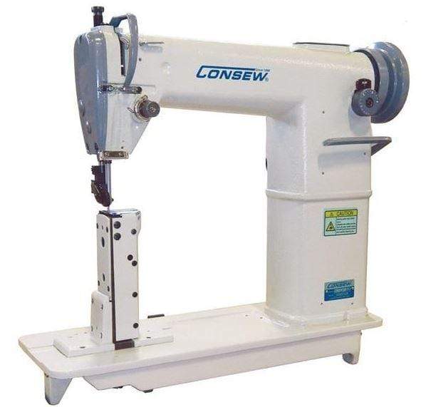 Consew 228R-11-1 High Speed, Post Bed, 1 Needle, Drop Feed, Lockstitch Industrial Sewing Machine With Table and Servo Motor