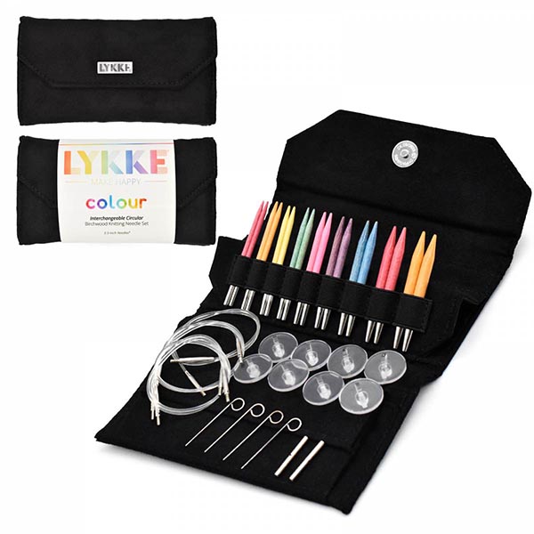 LYKKE Colour 3.5" Interchangeable Knitting Needle Set - Black Suede