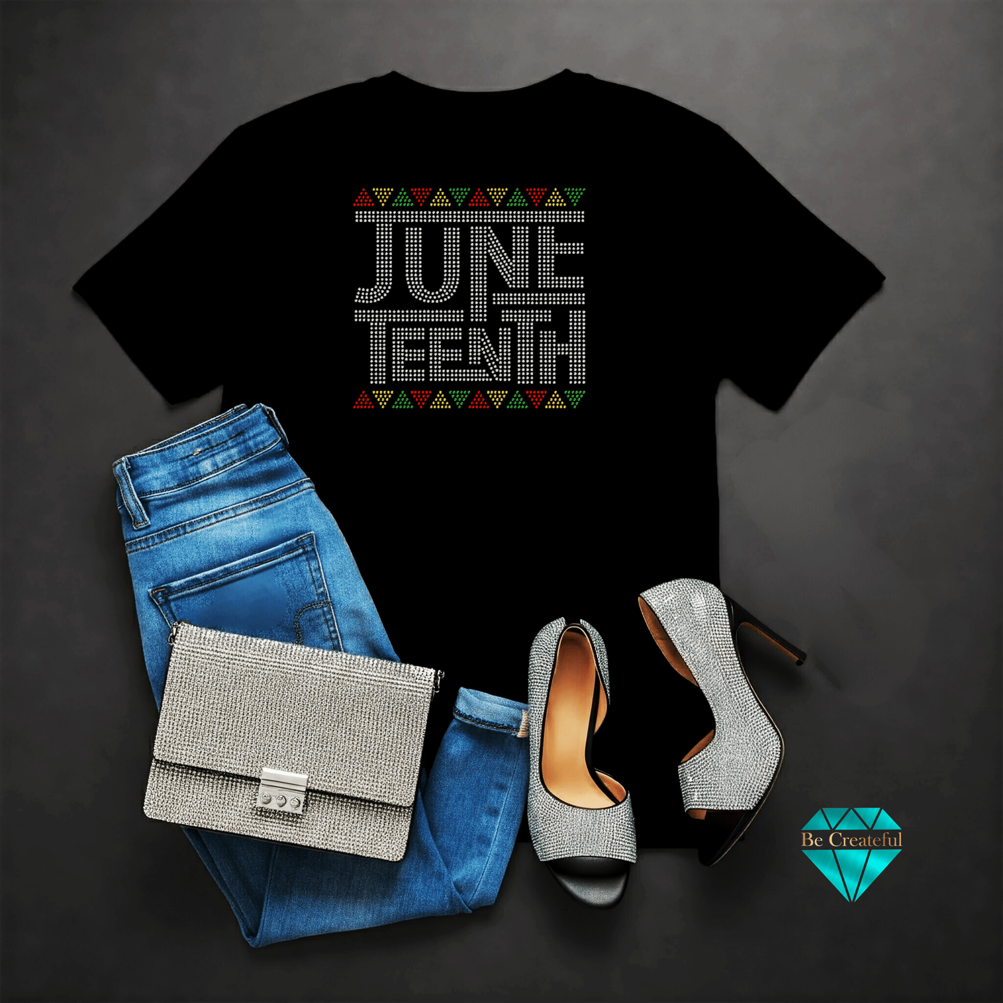 Juneteenth Triangles Rhinestone Transfer