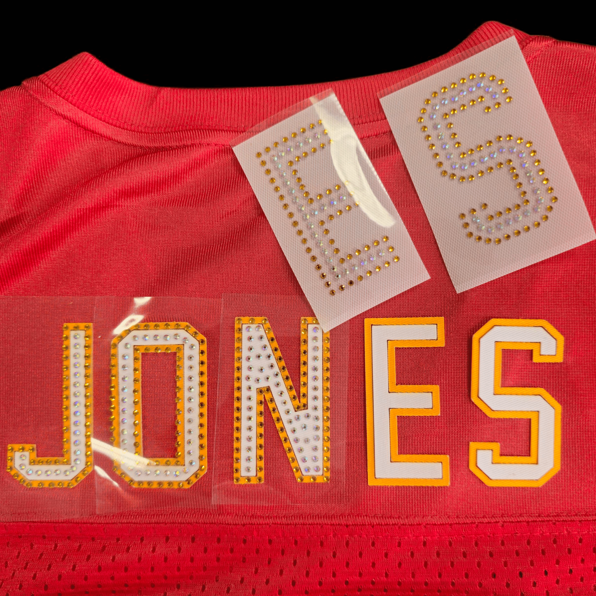 2.2" Varsity Twill and Rhinestone Letters - Iron On Patch