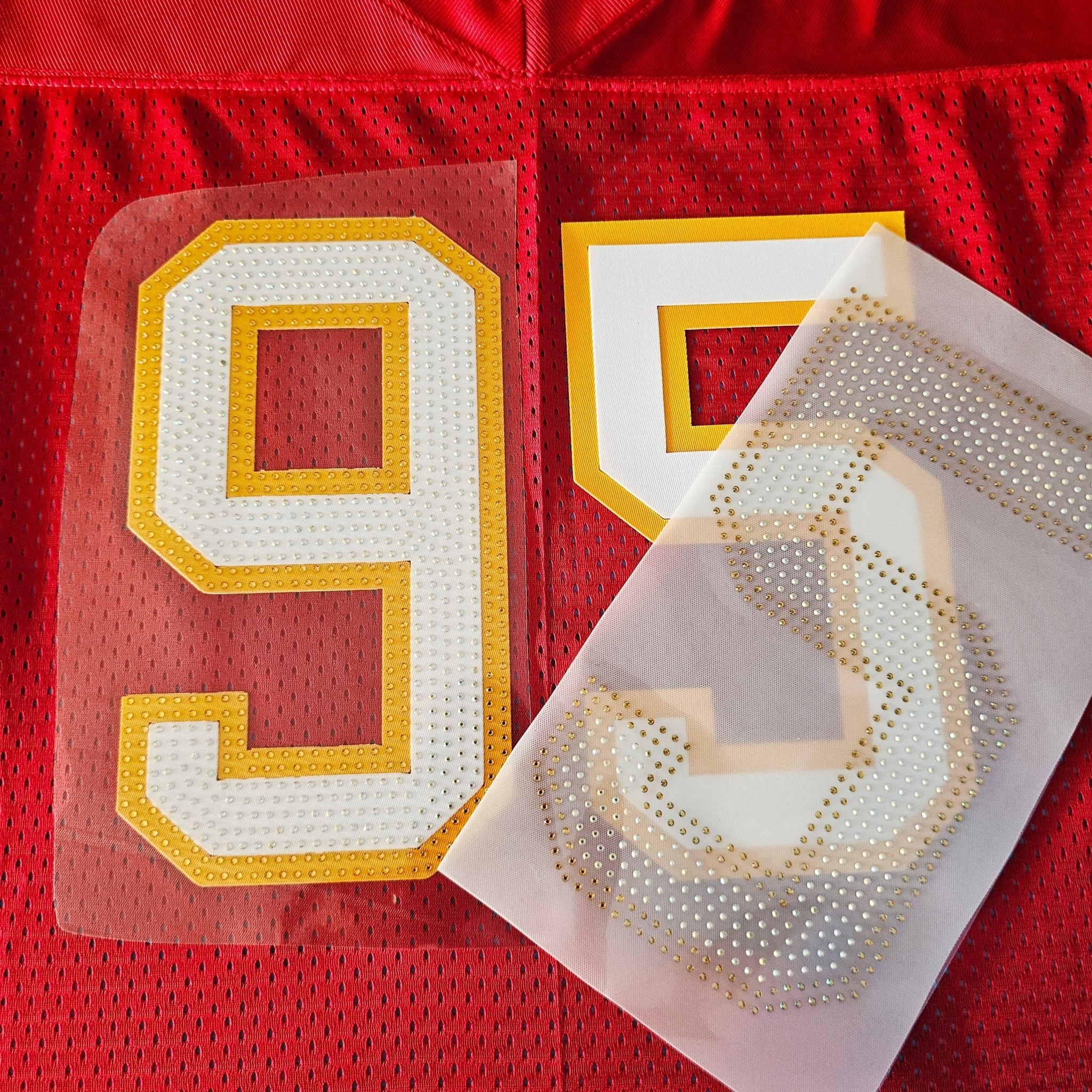 8" Varsity Twill and Rhinestone Number - Iron On Patch