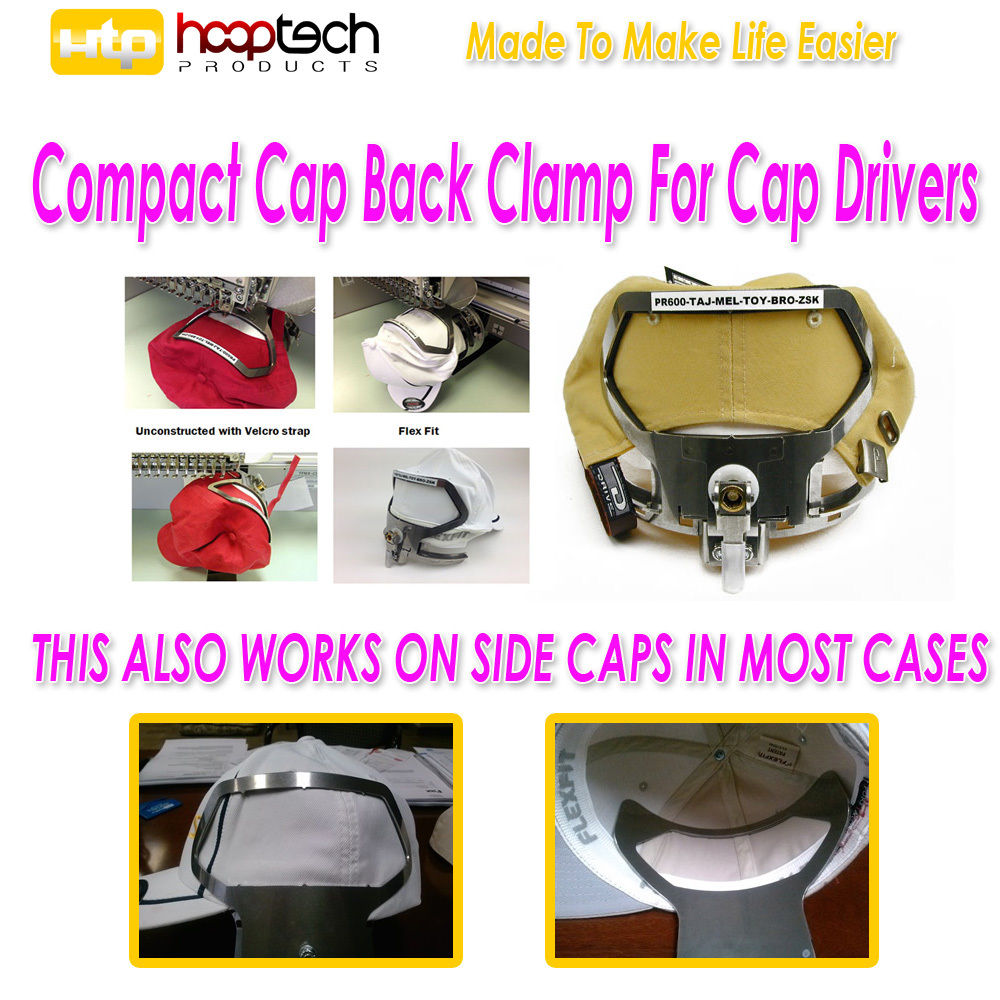 HoopTech Compact Cap Back Clamp for cap Drivers For BabyLock, Tajima + MANY MORE