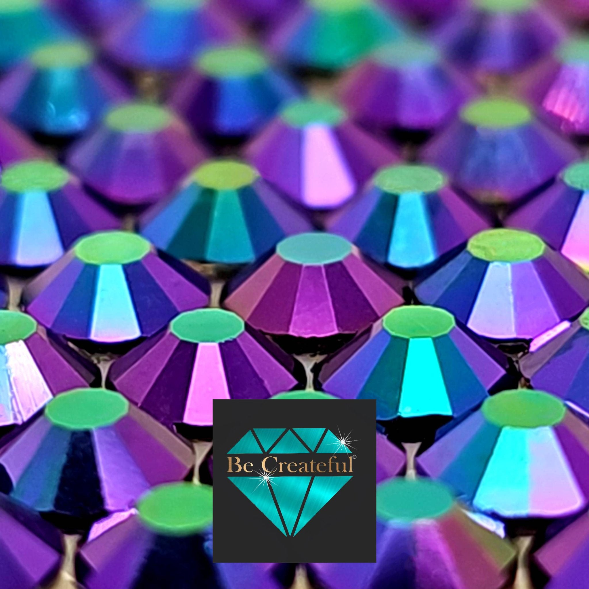 Rainbow Black LUXE HOTFIX Rhinestones