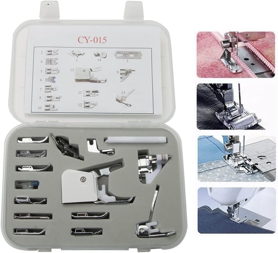 Universal 15 Piece Sewing Machine Presser Walking Feet Kit
