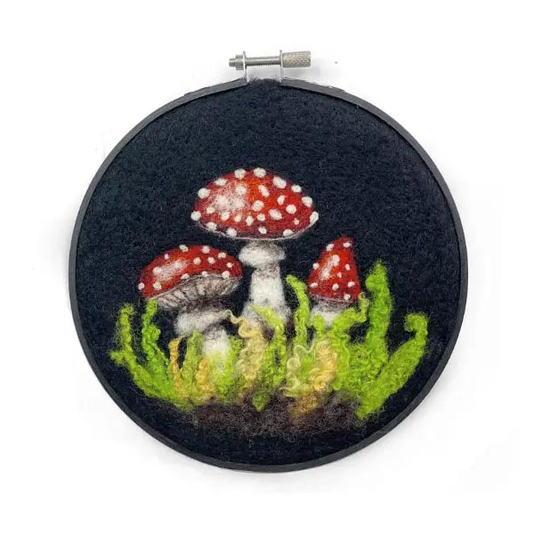 Toadstools in a Hoop Needle Felting Craft Kit