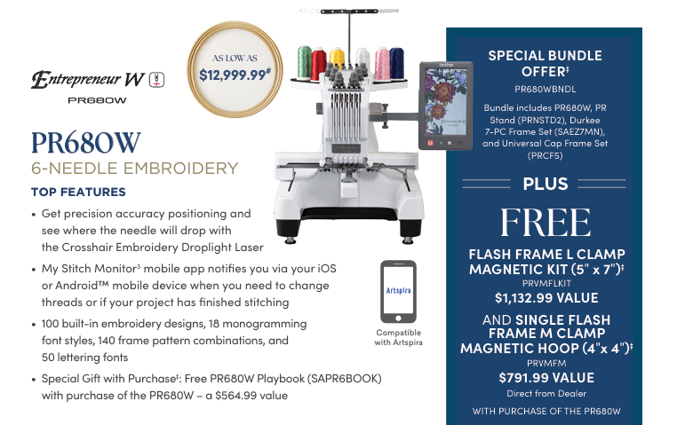 Brother Entrepreneur W PR680W 6Needle Embroidery Machine