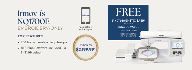 Brother NQ1700E Embroidery Only Machine Bundle