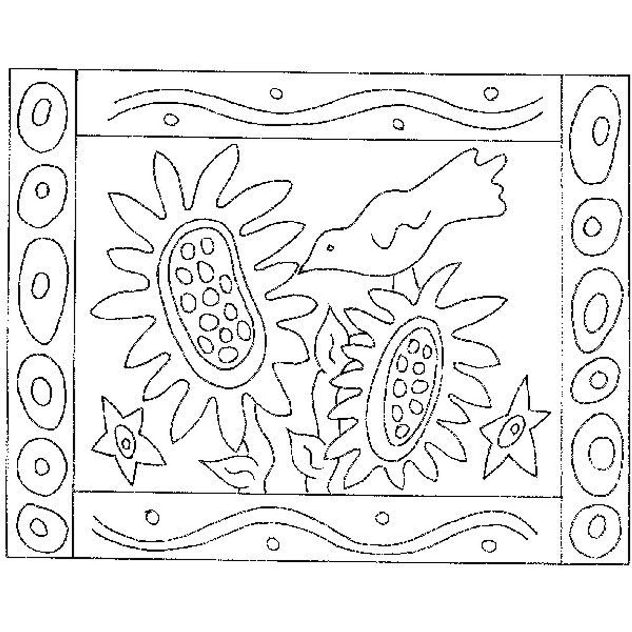 One Crow and Sunflowers Rug Pattern