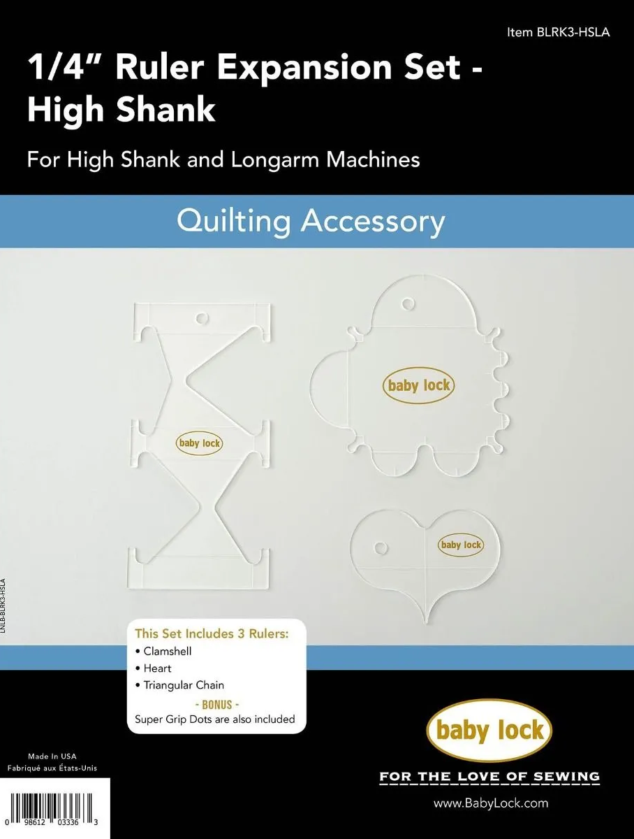 Baby Lock BLRK-HSLA 1/4" Acrylic Ruler Set - High Shank and Long Arm