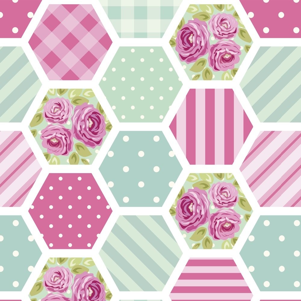 Vintage Shabby Chic Patchwork Fabric - Blue