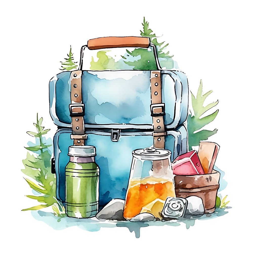 Watercolor Camping #10 Fabric Panel