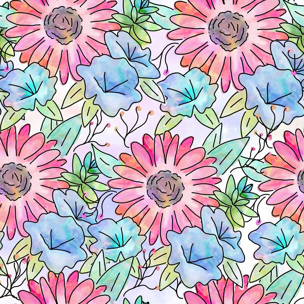 Watercolor Doodle Bouquet #9 Fabric