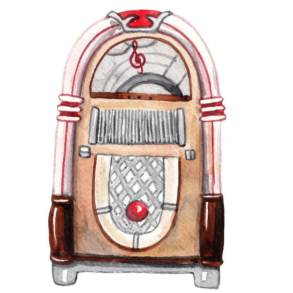 Watercolor Jukebox Fabric Panel