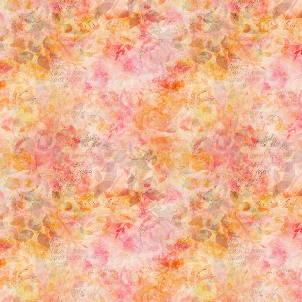 Watercolor Rose & Butterfly Fabric - Multi