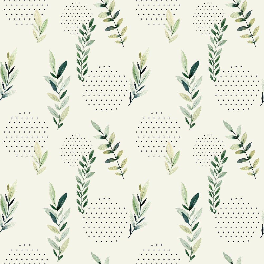 Watercolor Sloths Vines and Dots Fabric - Tan