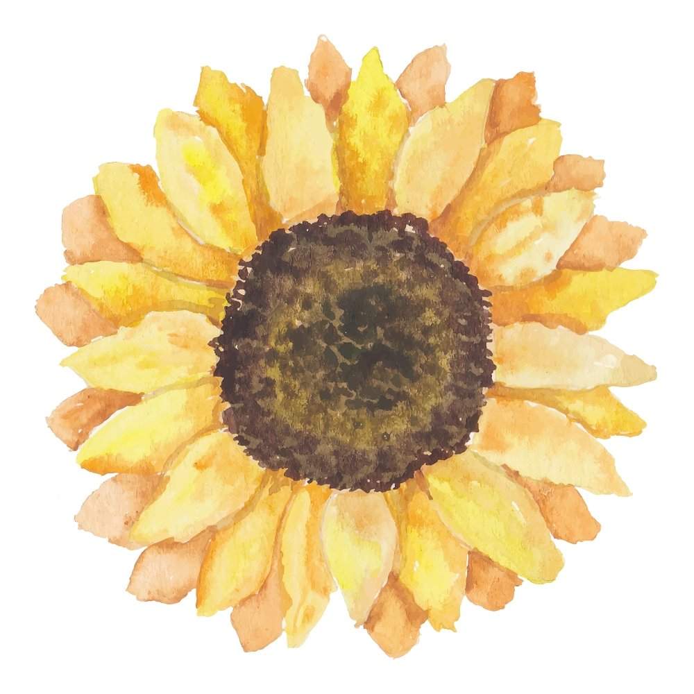 Watercolor Sunflower Fabric Panel