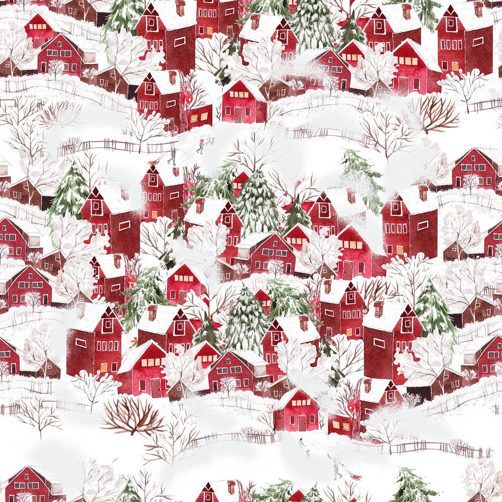 Winter Village Fabric - White