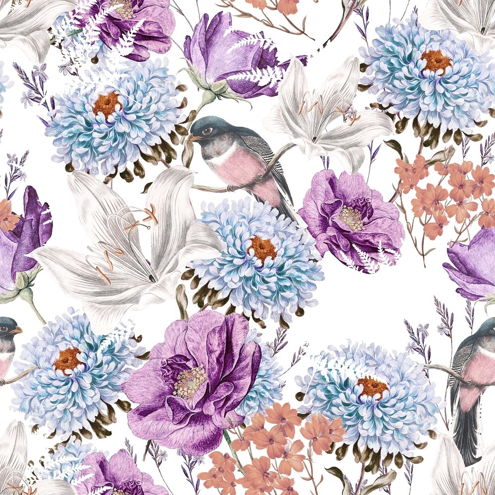 Vintage Floral Dreams Wonderful Spring Fabric - White