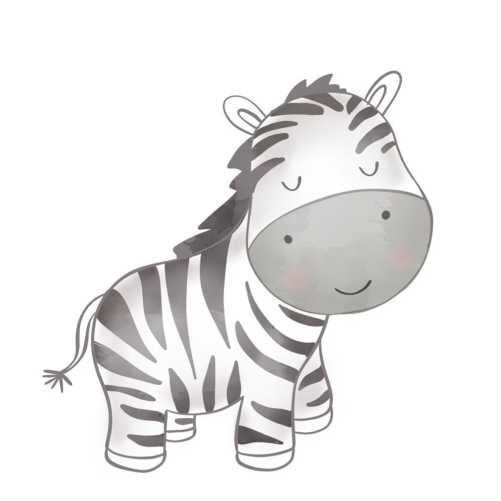 Watercolor Baby Zebra Fabric Panel