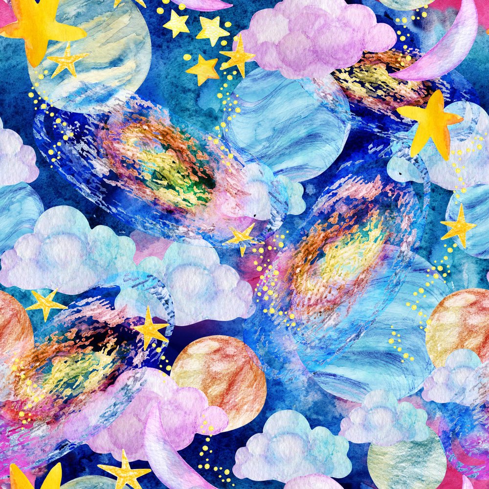 Watercolor Galaxy Constellations Fabric