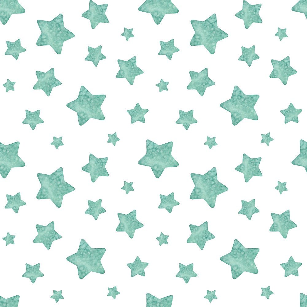 Watercolor Green Stars Fabric