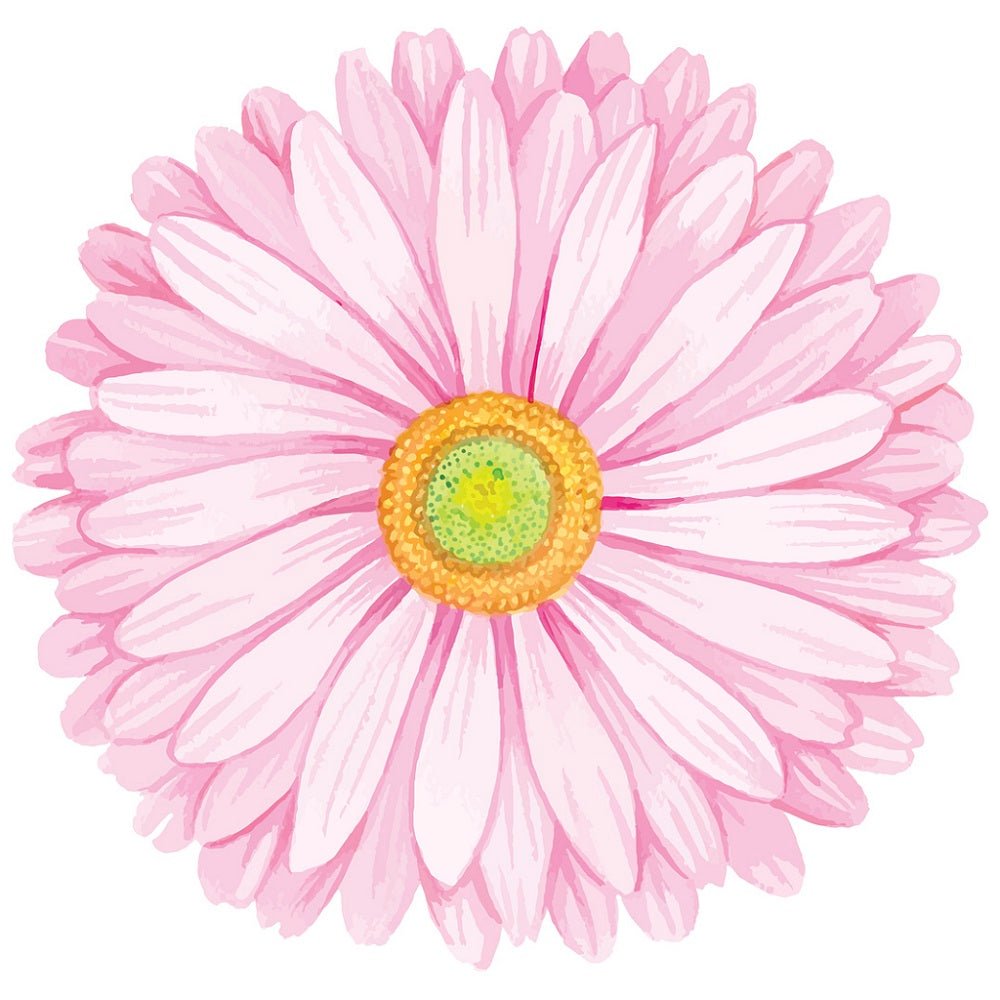 Watercolor Pink Gerbera Flowers Fabric Panel