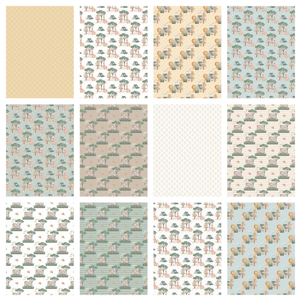 Watercolor Safari Adventure Fabric Collection - 1/2 Yard Bundle