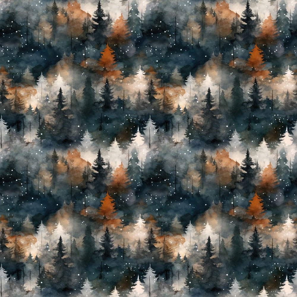Watercolor Snowy Forest Fabric