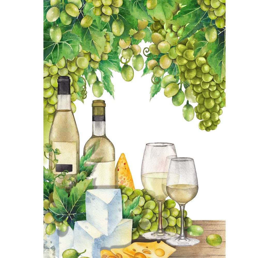 White Wine In The Vineyard Fabric Panel