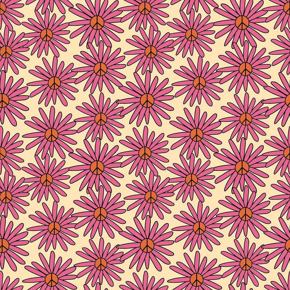 70s Retro Floral Pink Fabric