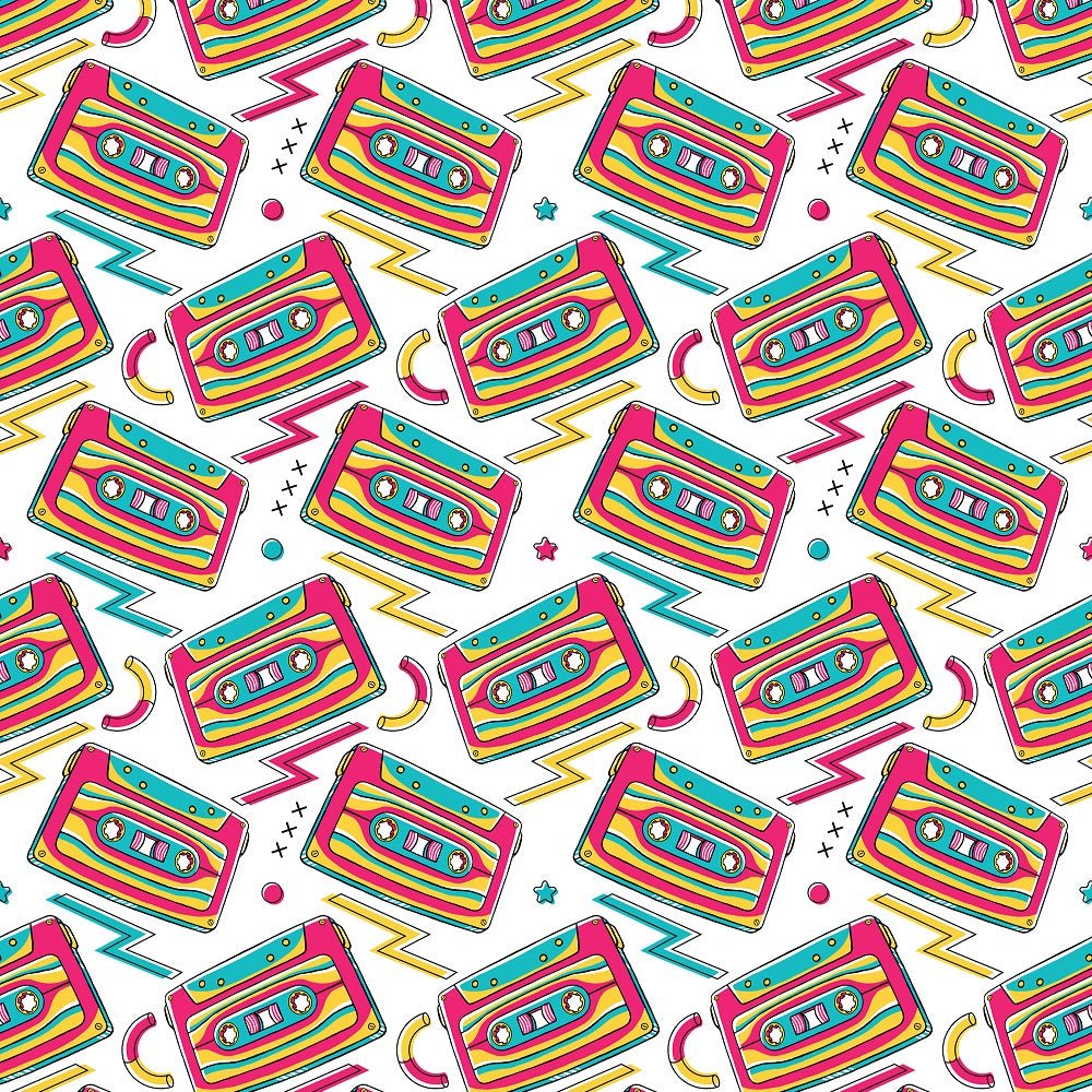 90s Vibe Cassette Fabric - White