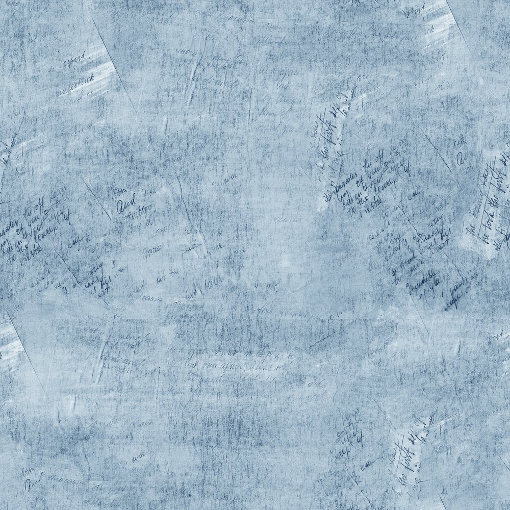Vintage Script Fabric - Blue Dart