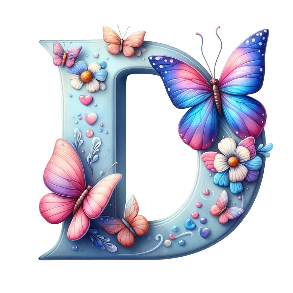 Watercolor Butterfly Letter ''D'' Fabric Panel