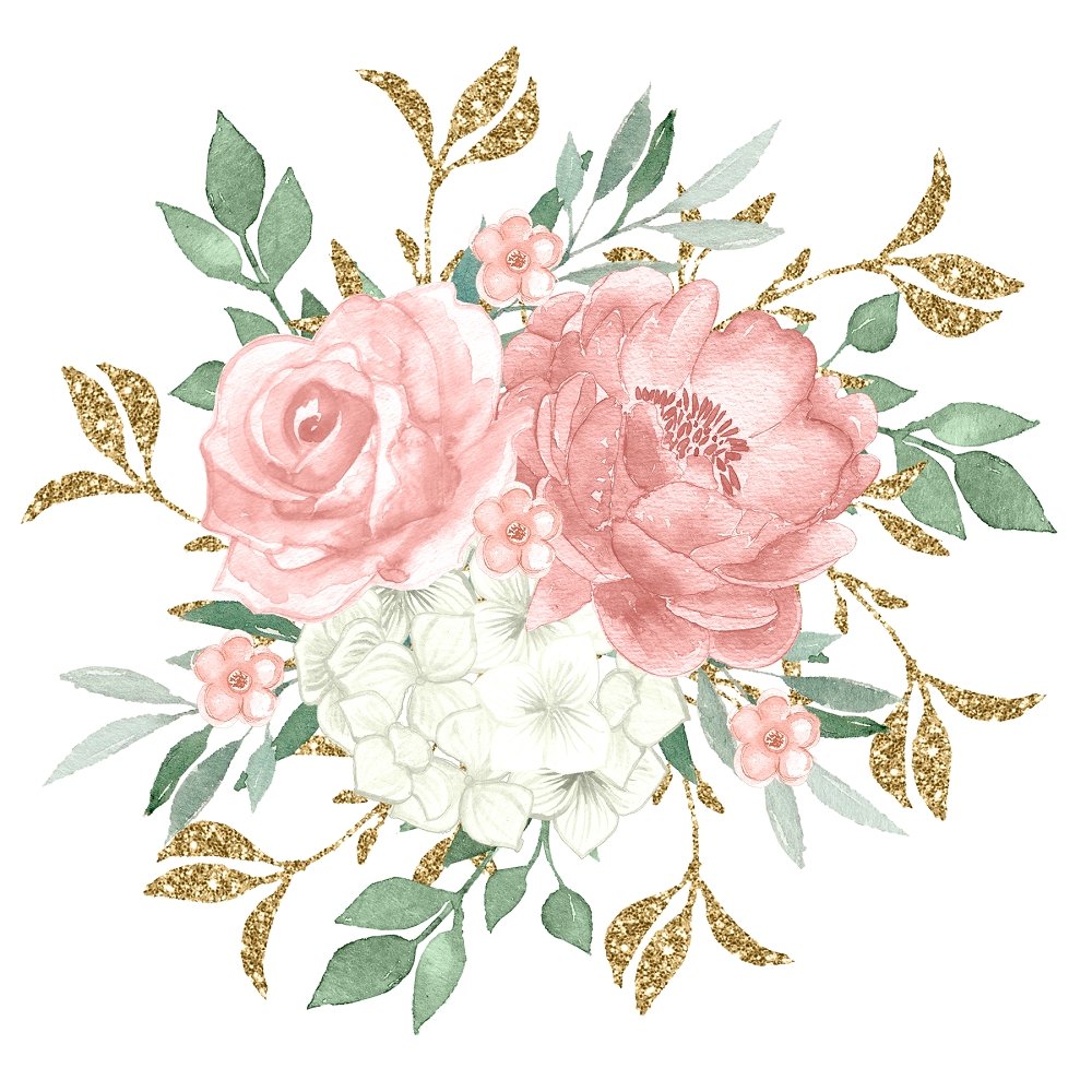Watercolor Elegant Floral Bouquet Fabric Panel