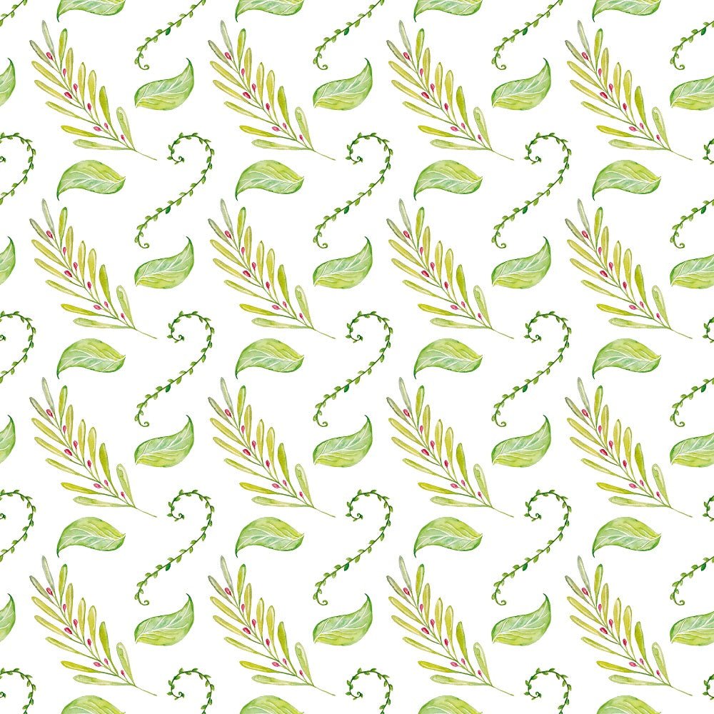 Watercolor Foliage Variation #6 Fabric - White