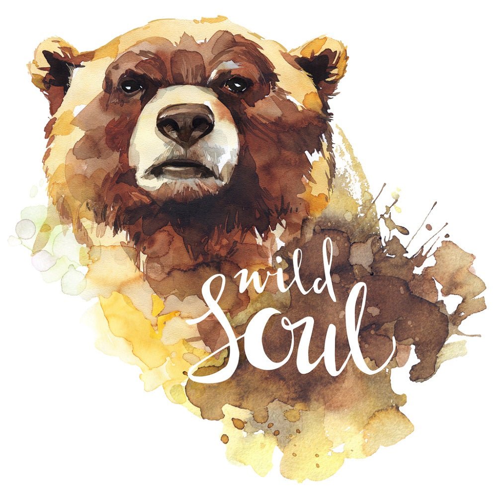 Watercolor Inspirational Bear Fabric Panel
