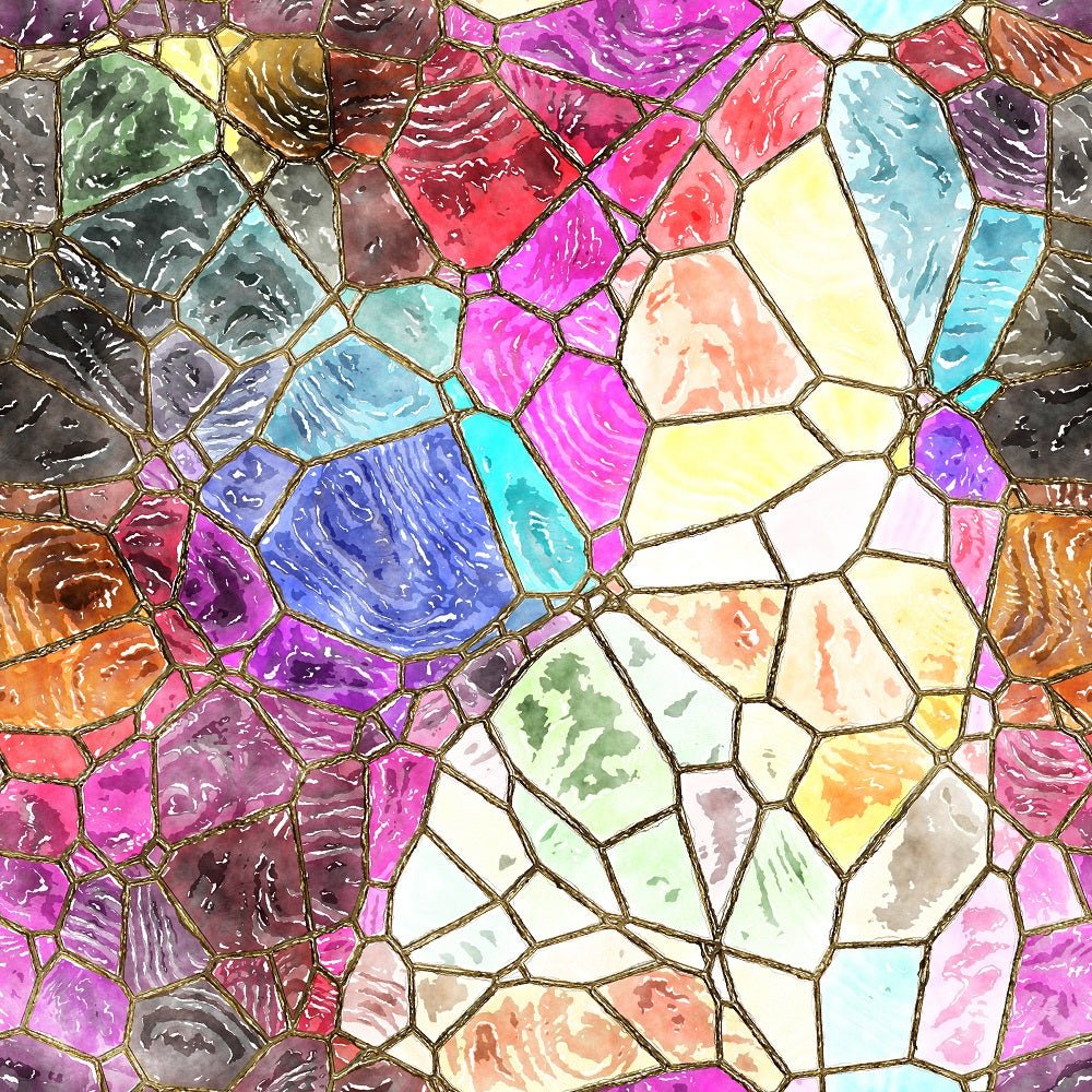 Watercolor Stained Glass #6 Fabric
