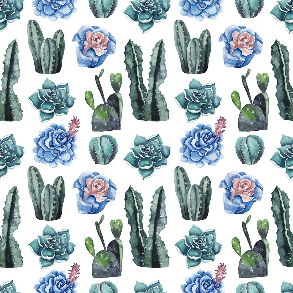 Watercolor Succulents and Cacti Fabric
