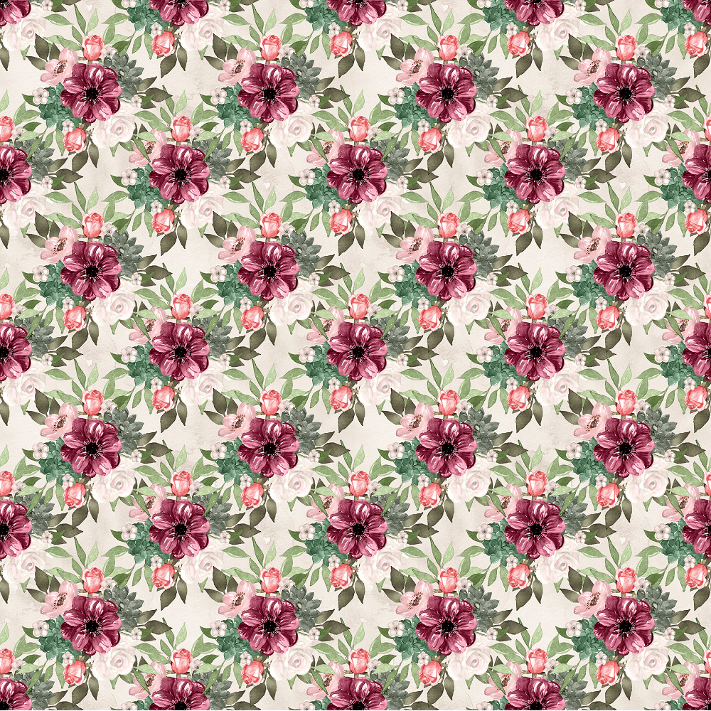 Watercolor Wildflower Clusters Fabric - Champagne