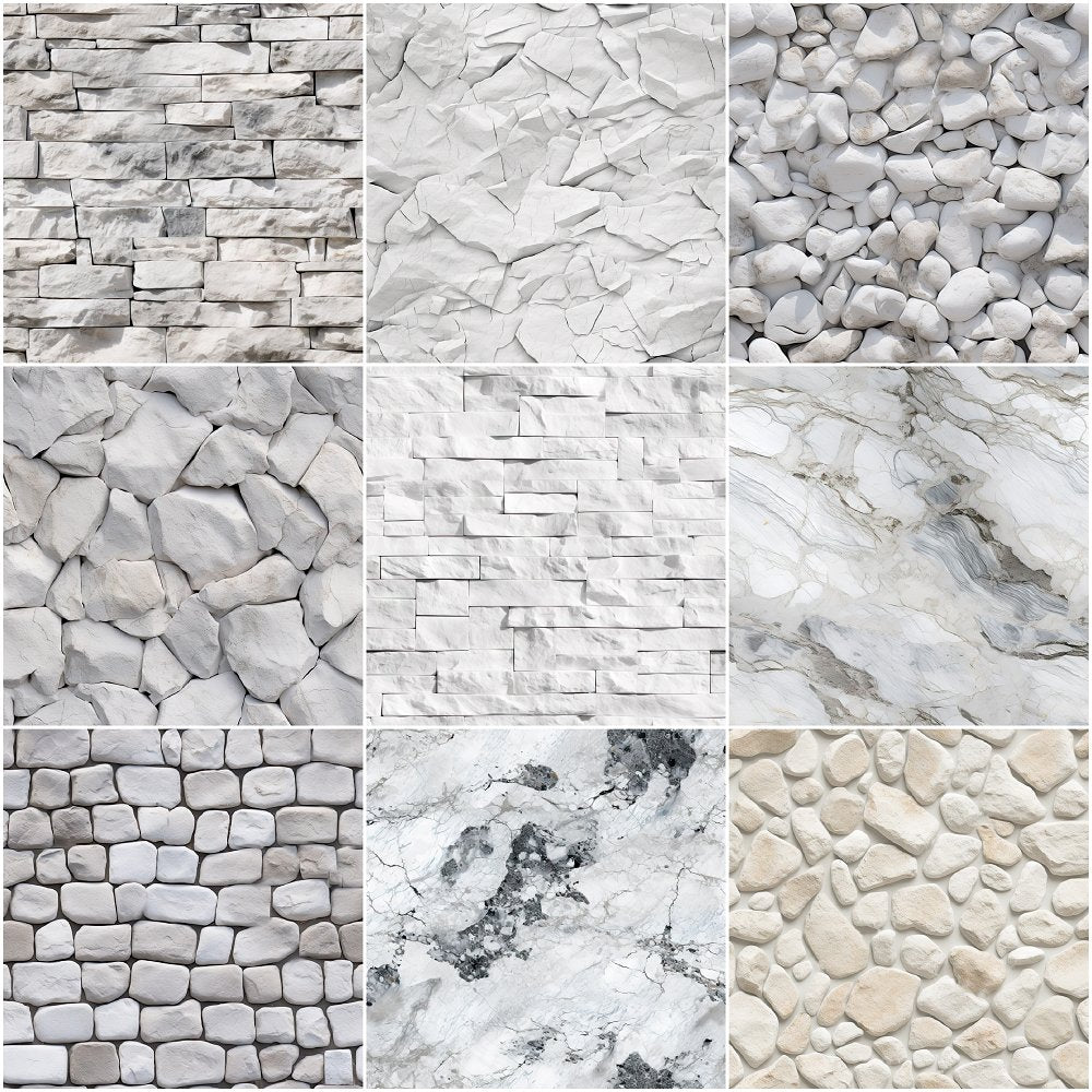 White Stone Texture Fabric Collection - 1/2 Yard Bundle