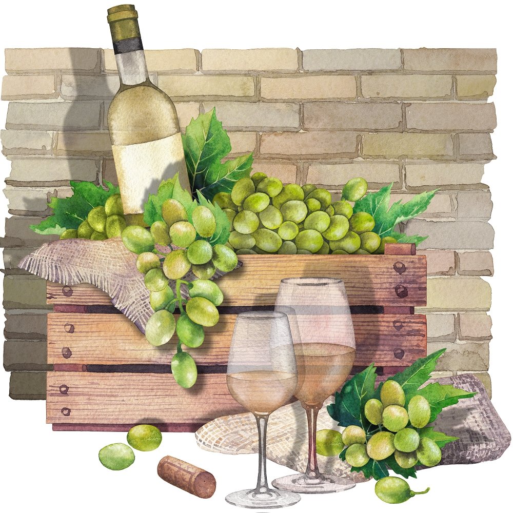 White Wine Picnic Fabric Panel